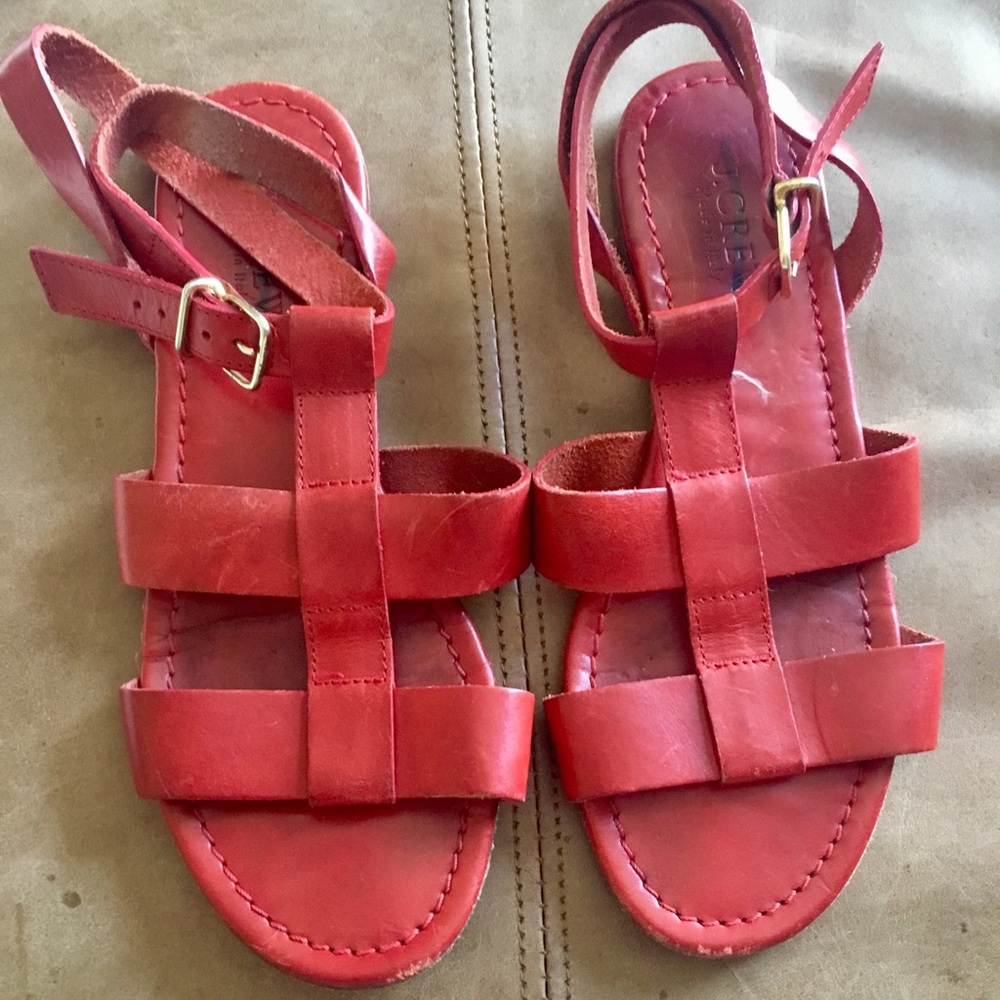 Jcrew ankle strapped leather sandals